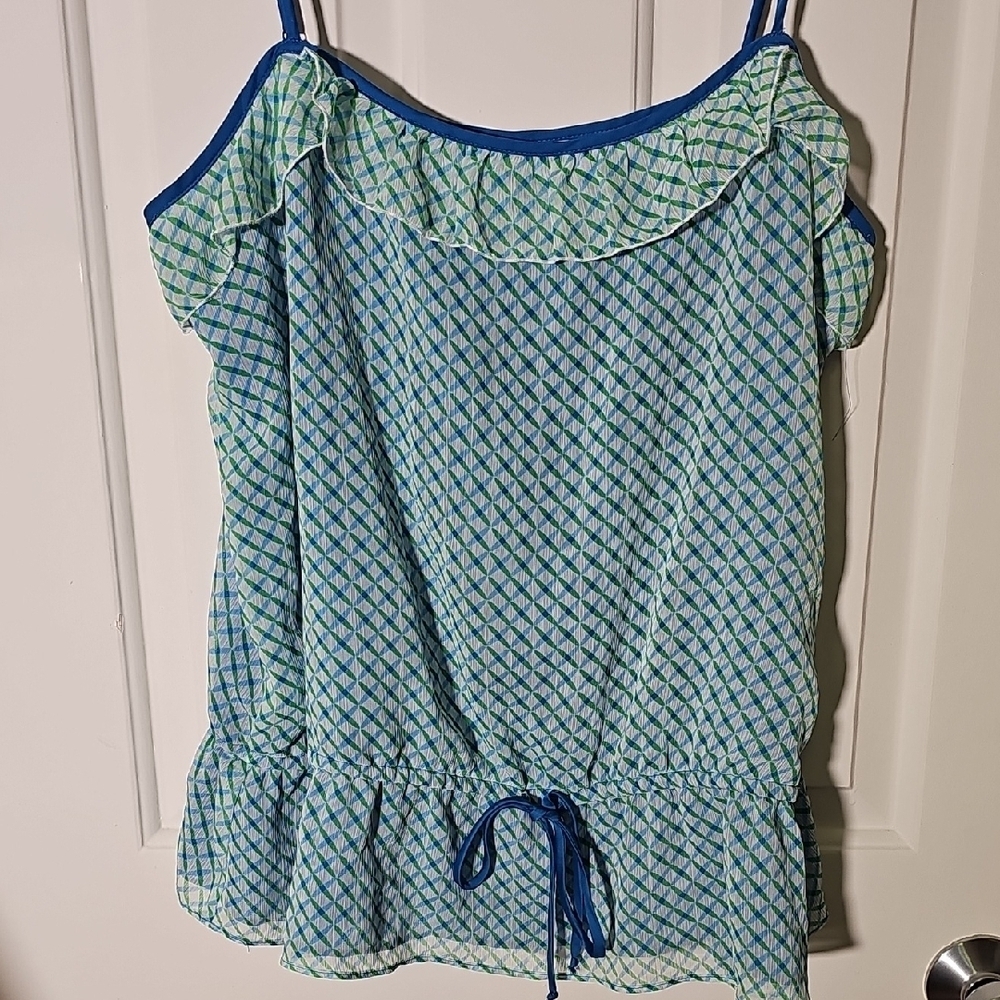 Old Navy Blue and Green Sleeveless Top In A Size XXL. Y2K, vintage.
